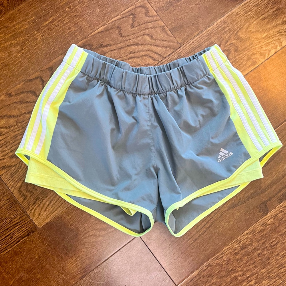 Adidas Grey Neon built-in short M Tricot shorts medium running biking athletic